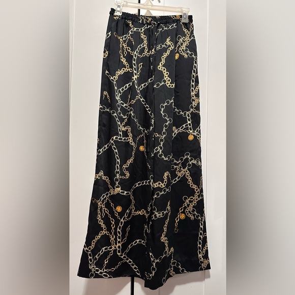 MNG Mango Women’s Black Printed‎ Suit Trousers Wide-Leg Stretch Pants Size S - Picture 4 of 13